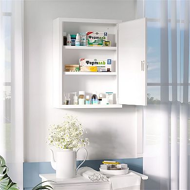 Wall Mounted Medical Storage Cabinet with Locking Door and Shelves
