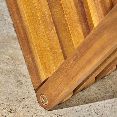 Outdoor Bench Transitional Acacia Wood Slat Bench for Patio & Garden