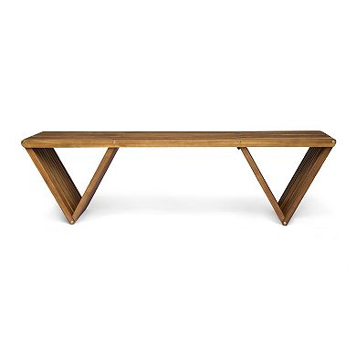 Outdoor Bench Transitional Acacia Wood Slat Bench for Patio & Garden