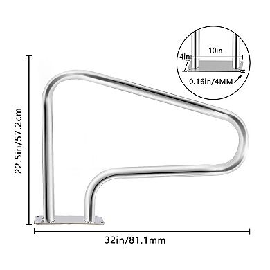 39"x32" Pool Handrail for Inground Pools, 375 LBS Load Capacity Pool Stair Rail with Grip Cover