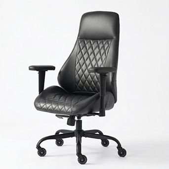 Leather Rolling Swivel Ergonomic Executive Office Chair with Lumbar Support Adjustable Height