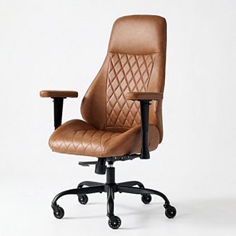 Leather Rolling Swivel Ergonomic Executive Office Chair with Lumbar Support Adjustable Height