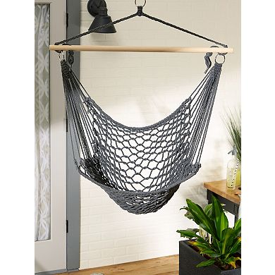 Zingz Home Recycled Cotton Hammock Chair with Wooden Spreader Bar