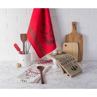DII Asst Stag Christmas Print Dishtowel Set/3