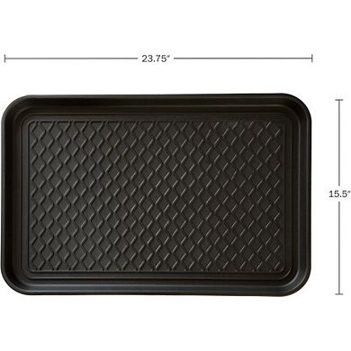 Great Ambitions All-Weather Indoor/Outdoor Boot Tray, Heavy-Duty Hard Plastic with Raised Edge