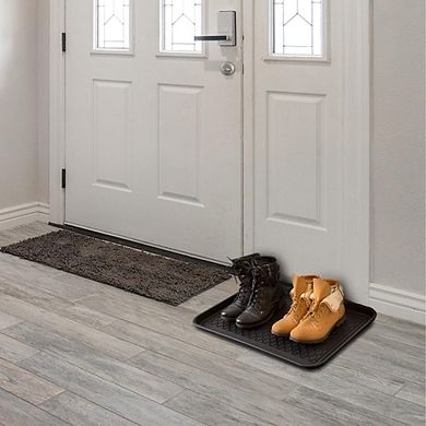 Great Ambitions All-Weather Indoor/Outdoor Boot Tray, Heavy-Duty Hard Plastic with Raised Edge