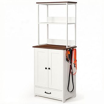 IFMALL Adjustable Height Pet Feeding Station with Storage Shelves and Bowls