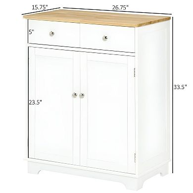 Multi-Use Storage Cabinet with Drawers & Adjustable Shelf for Kitchen or Entryway