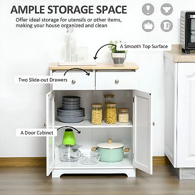 Multi-Use Storage Cabinet with Drawers & Adjustable Shelf for Kitchen or Entryway