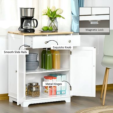 Multi-Use Storage Cabinet with Drawers & Adjustable Shelf for Kitchen or Entryway