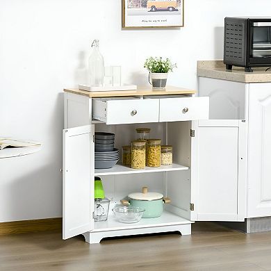 Multi-Use Storage Cabinet with Drawers & Adjustable Shelf for Kitchen or Entryway