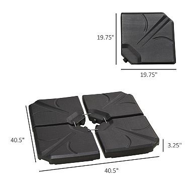 4-Piece Cantilever Umbrella Base Weight Set, Fillable with Water or Sand
