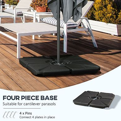4-Piece Cantilever Umbrella Base Weight Set, Fillable with Water or Sand