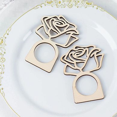 10 Pack Wooden Rose Napkin Rings Laser Cut Rustic Table Decor