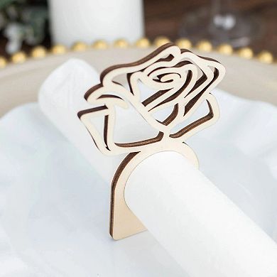 10 Pack Wooden Rose Napkin Rings Laser Cut Rustic Table Decor