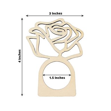 10 Pack Wooden Rose Napkin Rings Laser Cut Rustic Table Decor