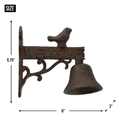 Zingz Home Welcome Sign with Bird Cast Iron Door Bell