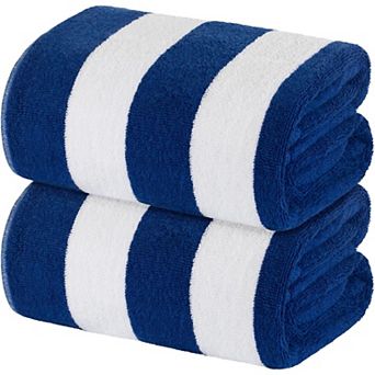 2 Pack Classic Stripe Cabana Beach Towels Oversized 2 Pack, Cotton Bath Towel Large- 35x70