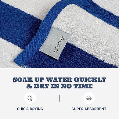 2 Pack Classic Stripe Cabana Beach Towels Oversized 2 Pack, Cotton Bath Towel Large- 35x70