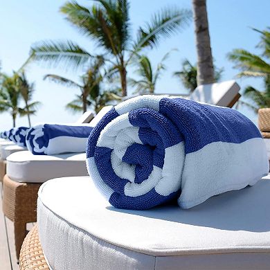 2 Pack Classic Stripe Cabana Beach Towels Oversized 2 Pack, Cotton Bath Towel Large- 35x70
