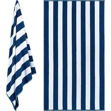 2 Pack Classic Stripe Cabana Beach Towels Oversized 2 Pack, Cotton Bath Towel Large- 35x70