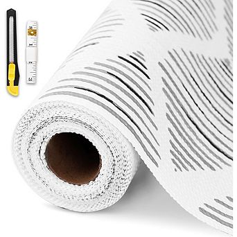 Great Ambitions Non-Adhesive Cabinet Liner, Waterproof Non-Slip 12"x20ft, Square Stripes Design