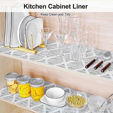 Great Ambitions Non-Adhesive Cabinet Liner, Waterproof Non-Slip 12"x20ft, Square Stripes Design