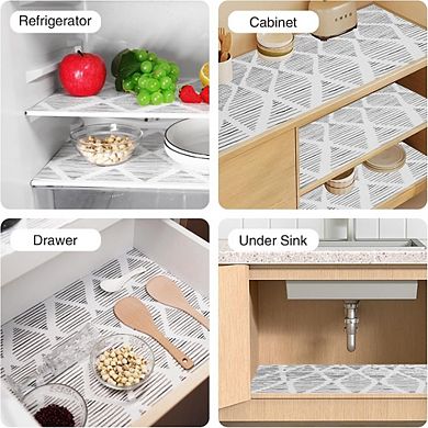 Great Ambitions Non-Adhesive Cabinet Liner, Waterproof Non-Slip 12"x20ft, Square Stripes Design