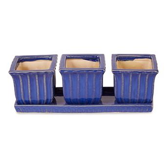 Zingz Home Square Ceramic Herb Planter Set of 3