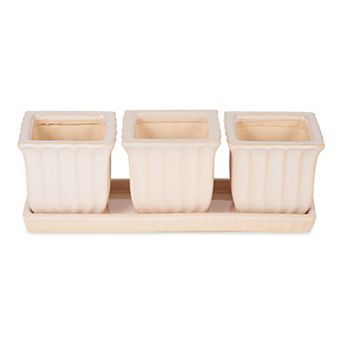 Zingz Home Square Ceramic Herb Planter Set of 3