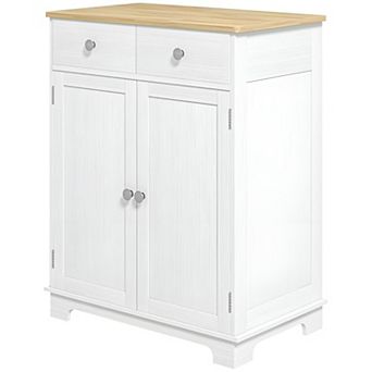 Multi Room Storage Cabinet with Two Drawers, Interior Shelf and Tabletop Surface