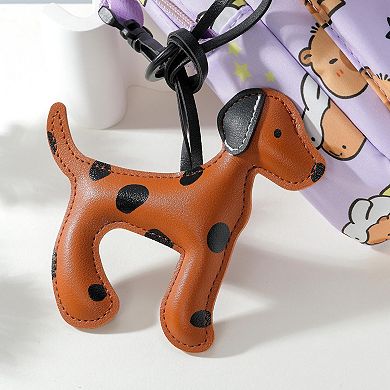Leather Dog Keychain Bag Charm Purse Accessory