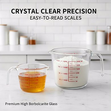 3-Pack Glass Measuring Cups Set, 1-2-4 Cup Oven & Dishwasher Safe for Baking
