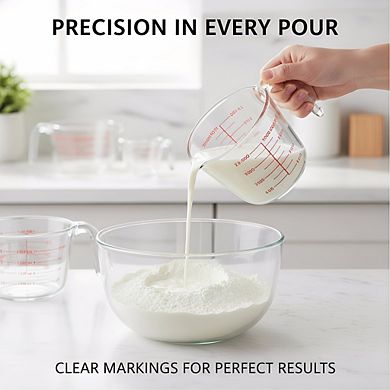 3-Pack Glass Measuring Cups Set, 1-2-4 Cup Oven & Dishwasher Safe for Baking