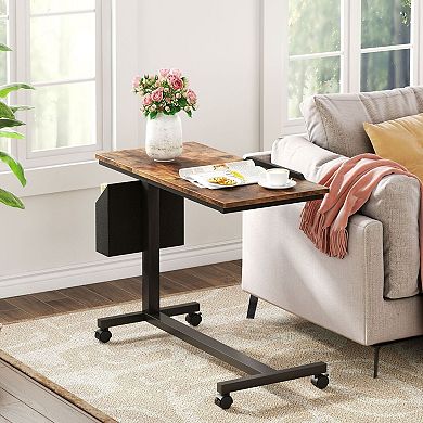 Adjustable C-Table with Tilt Top and Height Control for Overbed, Laptop, or Sofa Use