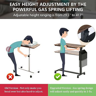 Adjustable C-Table with Tilt Top and Height Control for Overbed, Laptop, or Sofa Use