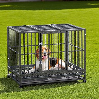 IFMALL Heavy Duty Dog Crate Metal Cage Kennel