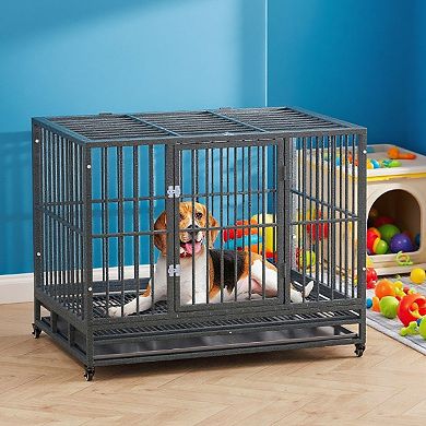 IFMALL Heavy Duty Dog Crate Metal Cage Kennel