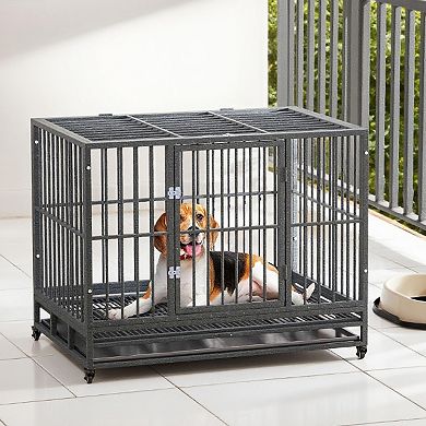 IFMALL Heavy Duty Dog Crate Metal Cage Kennel