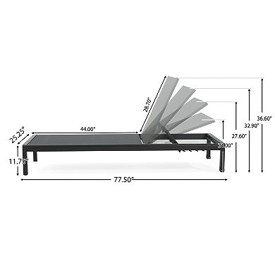 Chaise Lounge (Set of 2) Black Mesh with Aluminum Frame