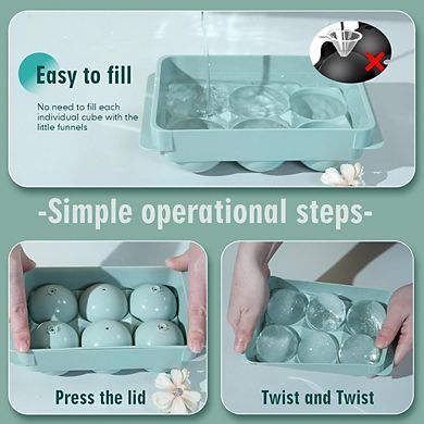 Great Ambitions Large Round Ice Cube Molds, 2-Pack 1.9" Whiskey Ball Trays for Freezer