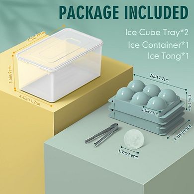 Great Ambitions Large Round Ice Cube Molds, 2-Pack 1.9" Whiskey Ball Trays for Freezer