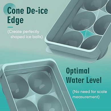 Great Ambitions Large Round Ice Cube Molds, 2-Pack 1.9" Whiskey Ball Trays for Freezer