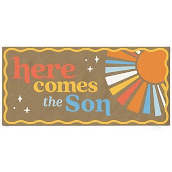 Here Comes The Son Kraft Paper Banner, Boy Boho Baby Shower Printed Brown Paper Sign Decor 1 ct