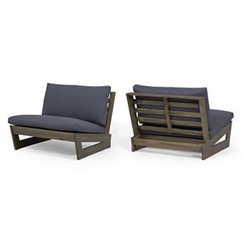 Club Chair Modern Acacia Wood Lounge Chair with Cushions, Set of 2