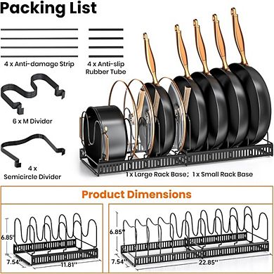 Great Ambitions Expandable Under-Cabinet Pot Lid Organizer, 10-Slot Rack for Pans & Cutting Boards