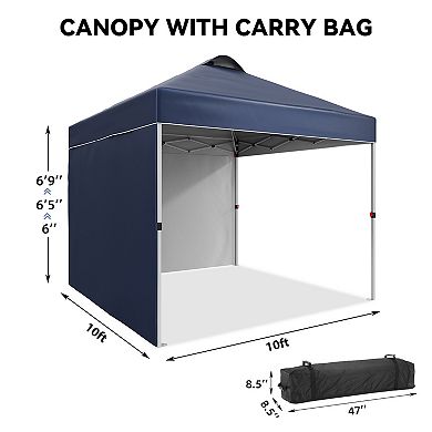 10x10 Pop Up Canopy Tent with 2 Sidewalls Adjustable Height Vented Top Easy Setup