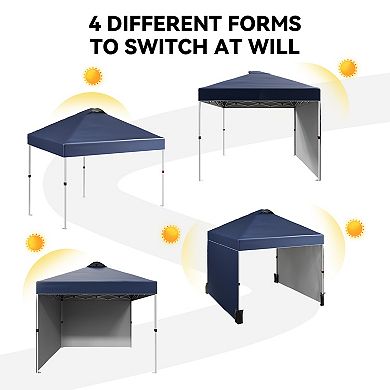 10x10 Pop Up Canopy Tent with 2 Sidewalls Adjustable Height Vented Top Easy Setup