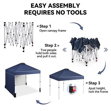 10x10 Pop Up Canopy Tent with 2 Sidewalls Adjustable Height Vented Top Easy Setup