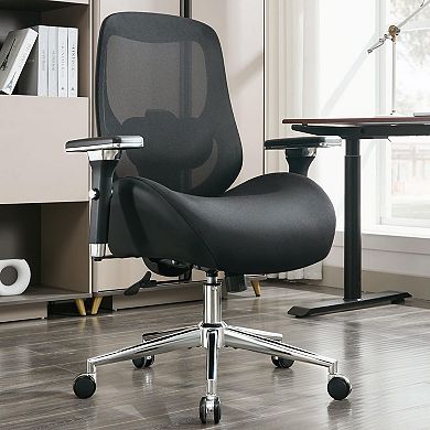Black Ergonomic Office Chair Computer Mesh Desk Chairs with Wide Thick Seat Cushion